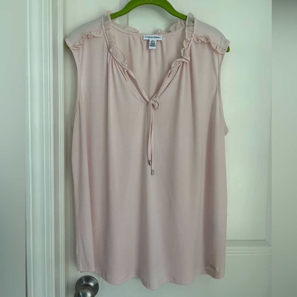 Calvin Klein Pink Sleeveless Tie Front Blouse